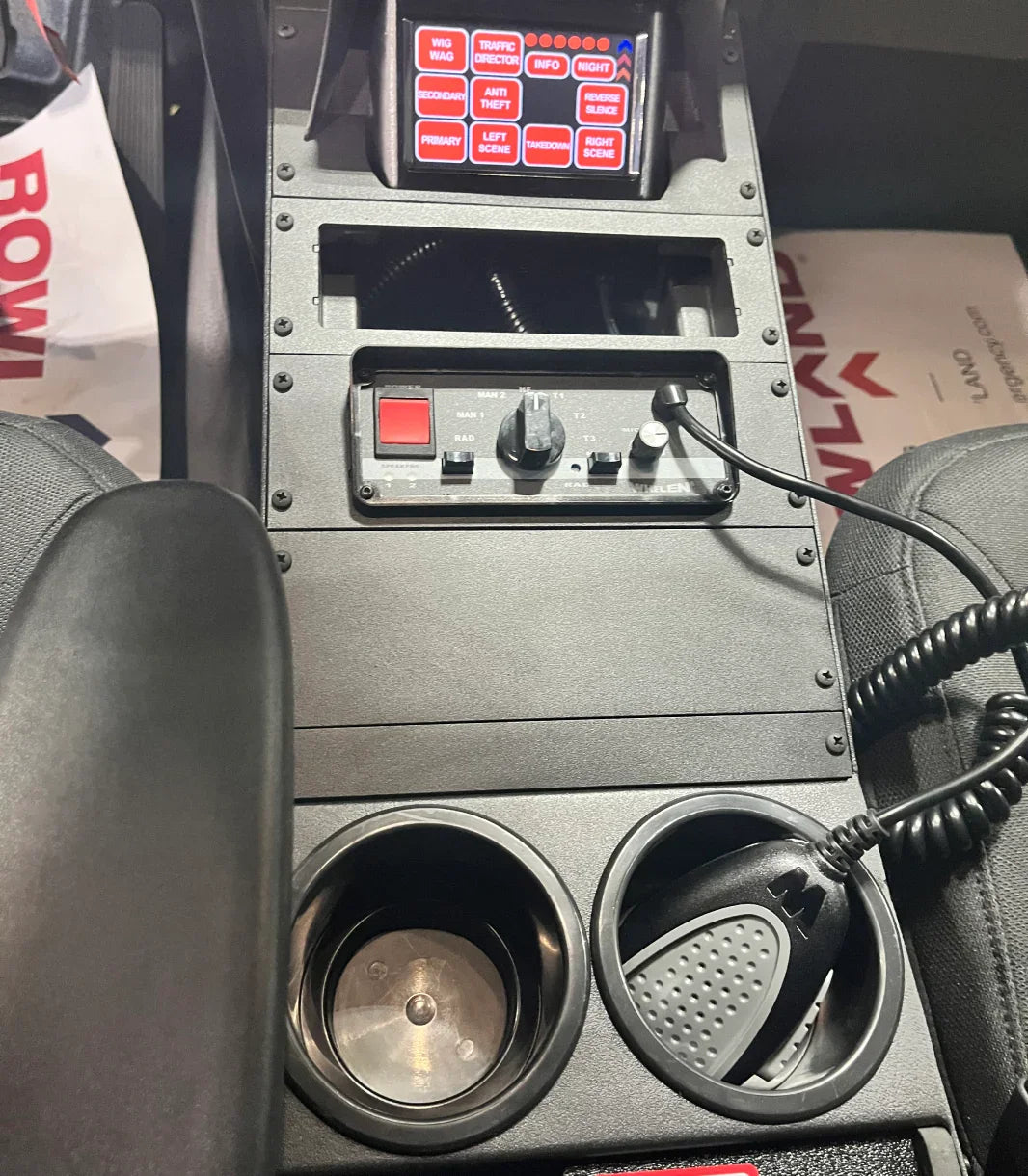 Image of a 14-inch center console with no computer mount, designed for a Ford Explorer emergency vehicle.