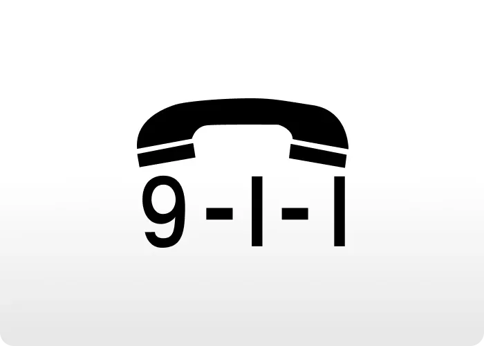 Black "911" emergency contact decal with phone icon.