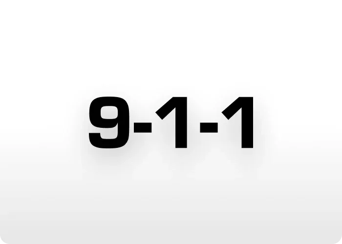 Black "911" emergency contact decal.