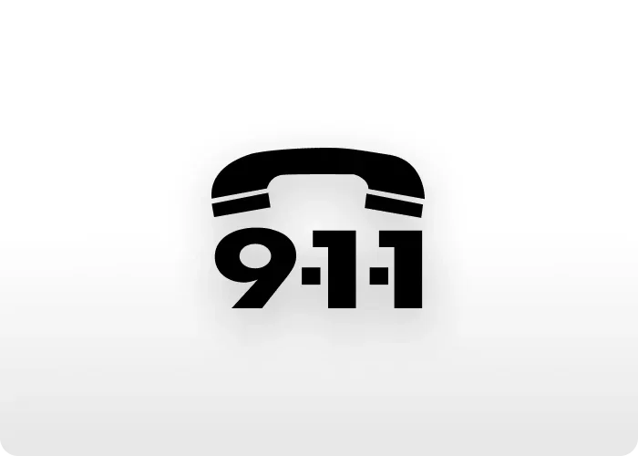 Black "911" emergency contact decal with phone icon.