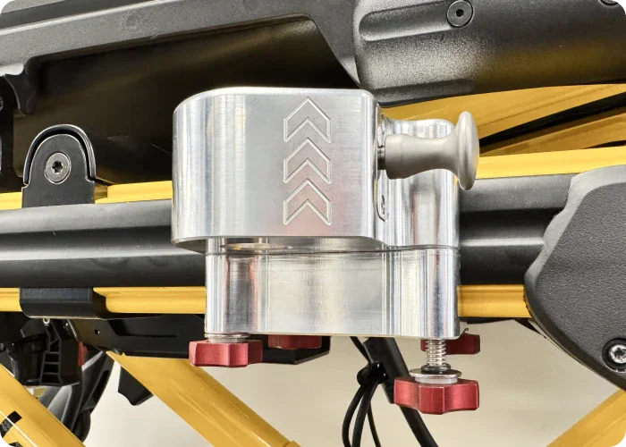 Rowland Emergency's Critical Care Removable Block mounted on a Stryker Power-PRO XT stretcher for secure equipment attachment.