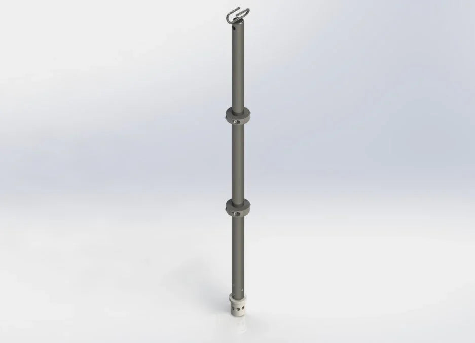 3D render of Rowland Emergency's straight equipment pole, showcasing its design and functionality for secure medical equipment support.