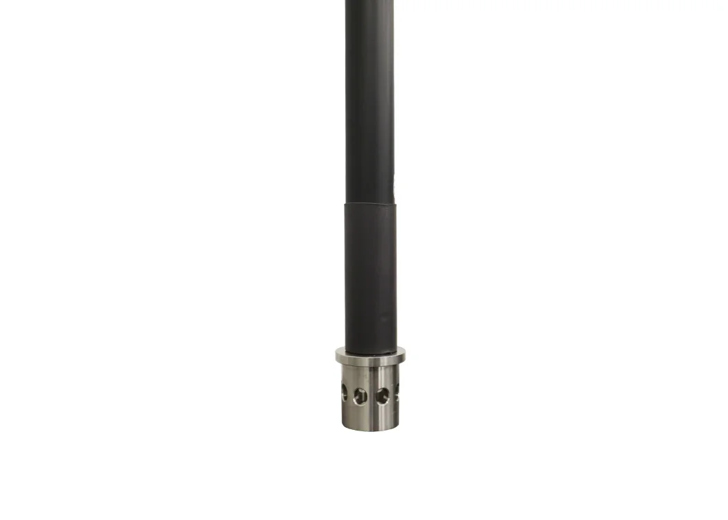 Threaded section of the straight equipment pole with a fixed IV pole by Rowland Emergency, showcasing its secure attachment design.
