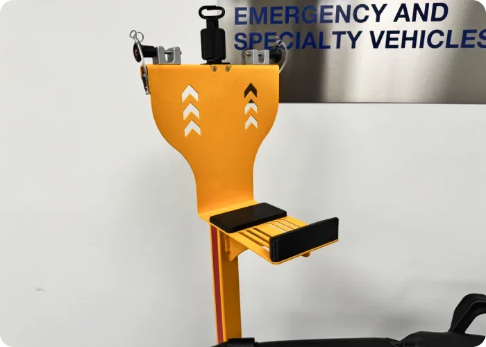 Front-facing view of the Rowland Emergency pole mount designed for the Impella Automated Controller.