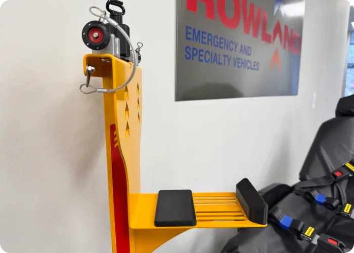 Side-facing view of the Rowland Emergency pole mount designed for the Impella Automated Controller.