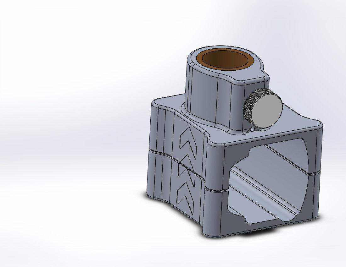 Defibrillator mounting block for Stryker® Power-PRO XT & Performance-PRO XT by Rowland Emergency, offering secure mounting and easy access to defibrillators during transport.