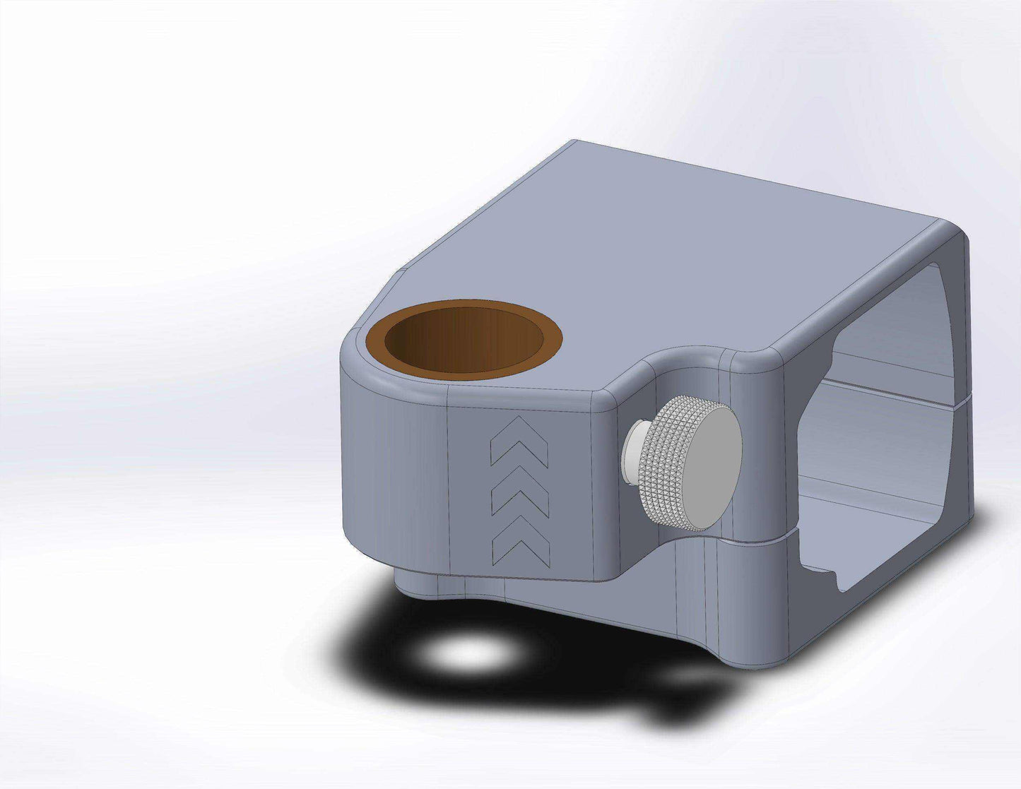 Defibrillator mounting block, mid cot for Stryker® Power-PRO XT & Performance-PRO XT by Rowland Emergency, designed for secure attachment and easy access to defibrillators during patient transport.