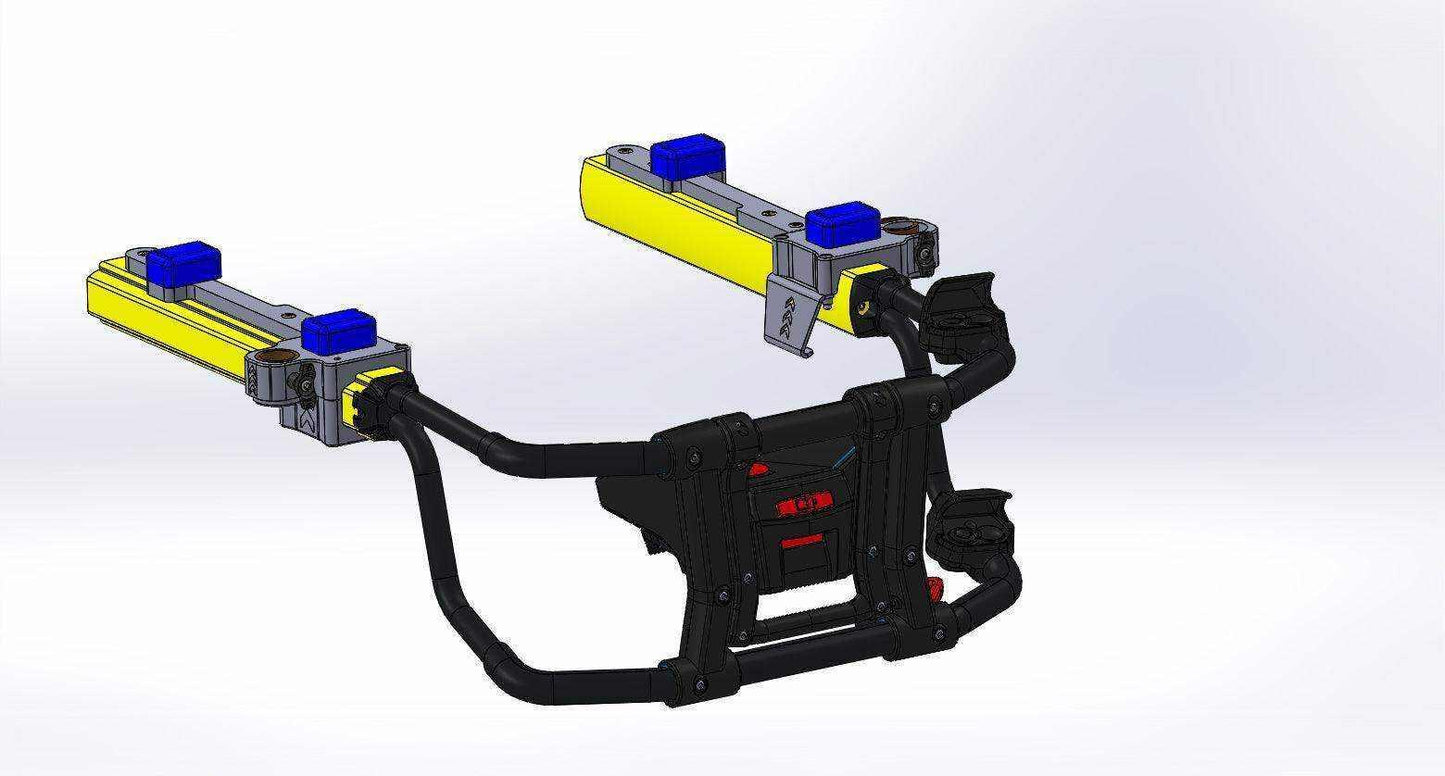 Ferno PacRac+ to Stryker® Power-PRO XT block with IV pole mount by Rowland Emergency, offering secure attachment and efficient storage for medical equipment during patient transport.