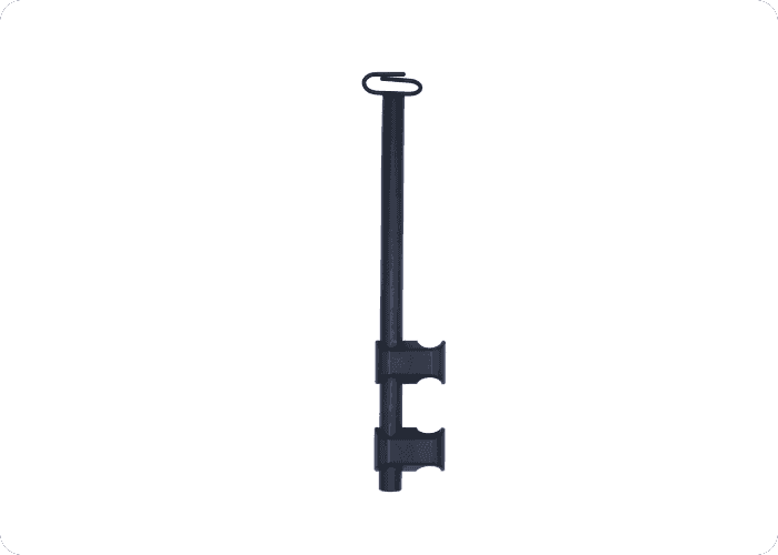 Fixed IV pole add-on for Stryker® LIFEPAK 15 monitor by Rowland Emergency, designed to provide secure support for IV bags during patient transport.