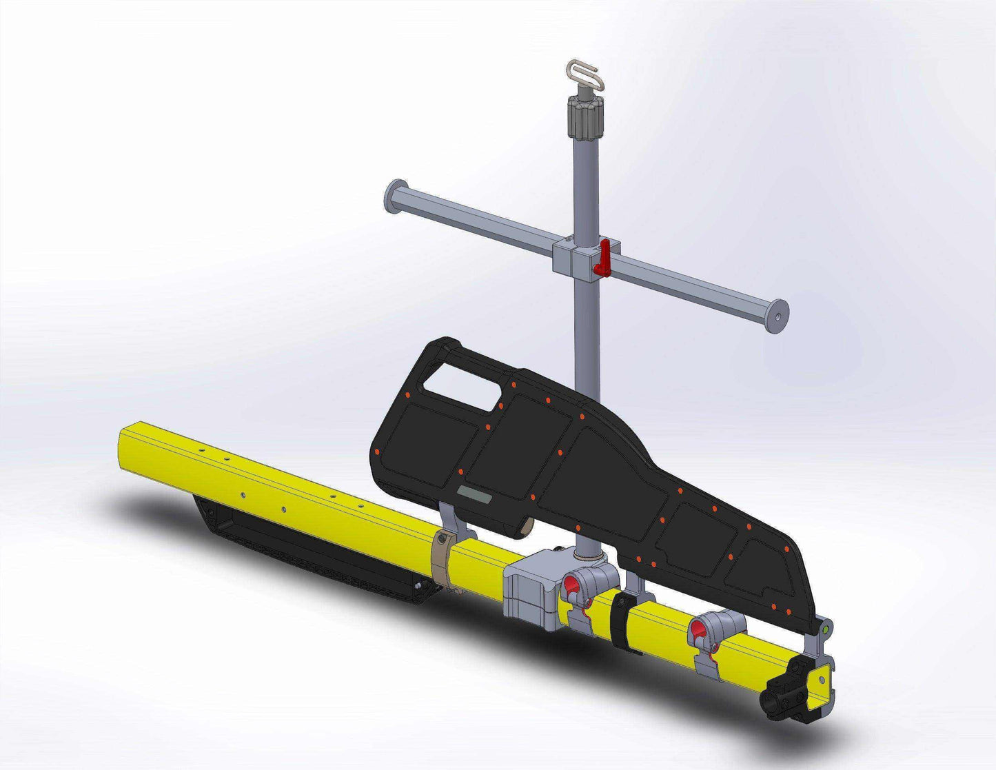 Hex bar pole with IV receptacle by Rowland Emergency, providing secure mounting and easy access to IV equipment during patient transport.