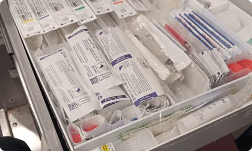 IV storage tray for ambulance drawers by Rowland Emergency, designed for organized and accessible storage of IV supplies.