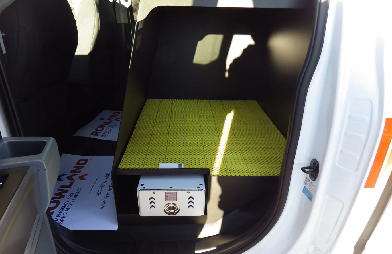 Standard left-side storage system for the Ford F150, designed for efficient and organized equipment storage.