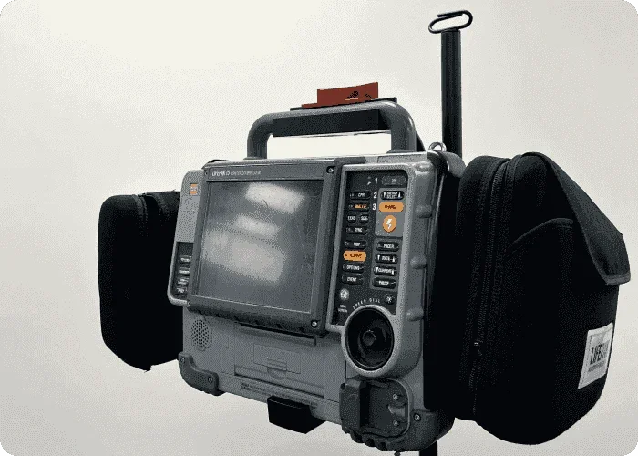 Pole for Stryker® LIFEPAK 15 with IV pole feature by Rowland Emergency, designed for secure attachment and easy access to IV equipment during patient care.