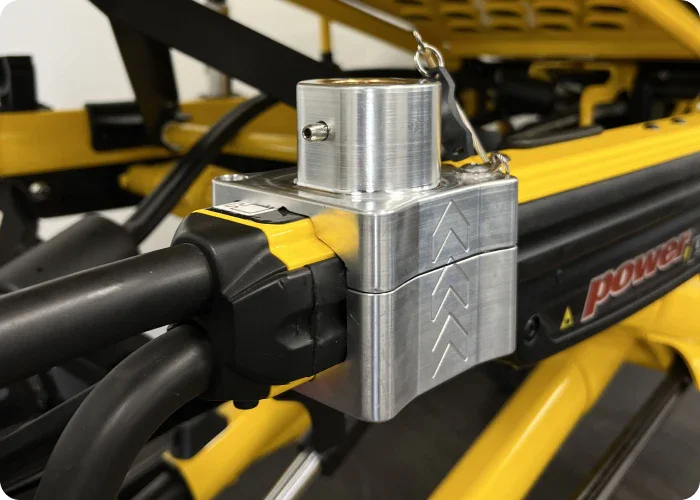 Defibrillator Mounting Block for Stryker® Power-LOAD V3, compatible with Power-PRO XT (patient left) for secure equipment attachment.