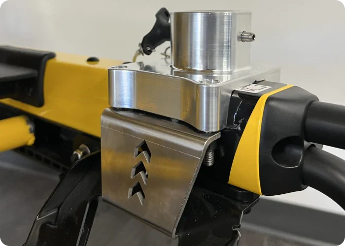 Defibrillator Mounting Block for Stryker® Power-LOAD V3, compatible with Power-PRO XT rear latch (patient left) for secure equipment attachment.