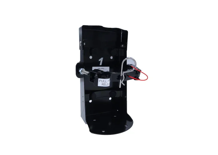 Front view of a 5lb fire extinguisher bracket made for an ambulance, designed for secure attachment and quick access.