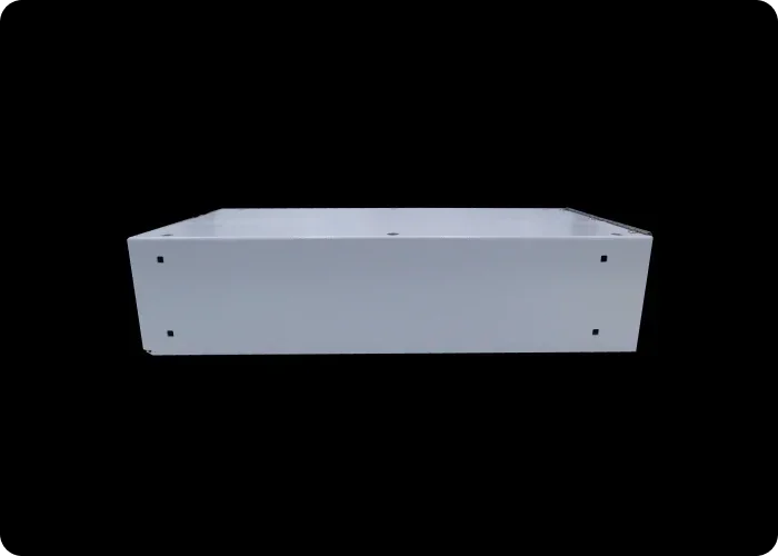 Side view of a white "D" tank oxygen cylinder holder for an ambulance, designed for secure storage and easy access.