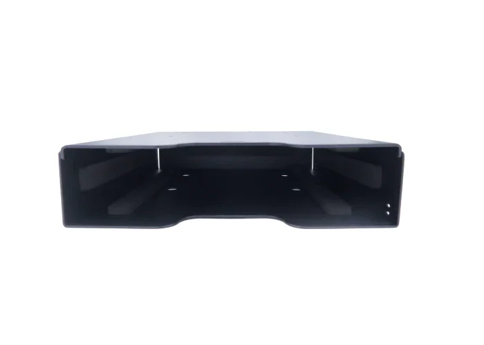 Center view of a black computer pocket for an ambulance with padding, designed for secure and cushioned storage of a computer or device.
