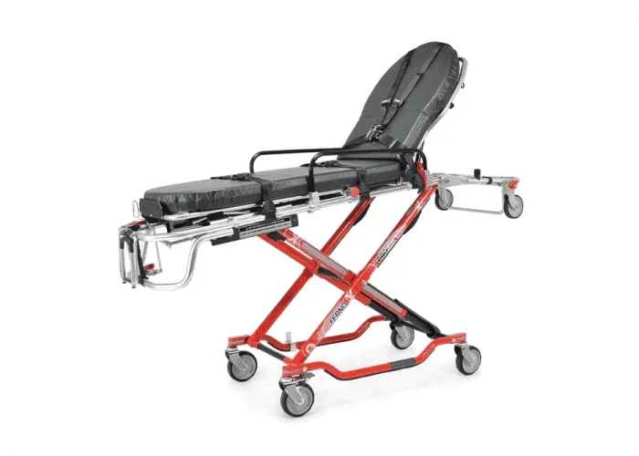 Refurbished Ferno® R-ProFlexx 35P ambulance cot, designed for secure patient transport with adjustable features for comfort and safety.