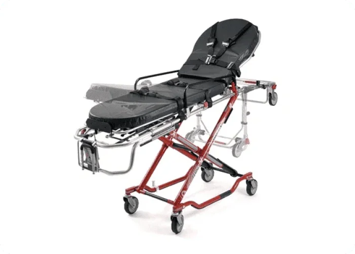 Refurbished Ferno® R-ProFlexx 35X ambulance cot, designed for safe and comfortable patient transport with advanced adjustability and support.
