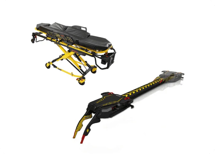 Refurbished Stryker® Power-LOAD system by Rowland Emergency, designed for safe and efficient loading and unloading of stretchers in emergency vehicles.