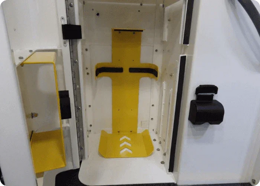 Stryker® Lucas II CPR device bracket for Crestline Commander compartment by Rowland Emergency, designed for secure mounting and easy access to life-saving equipment.