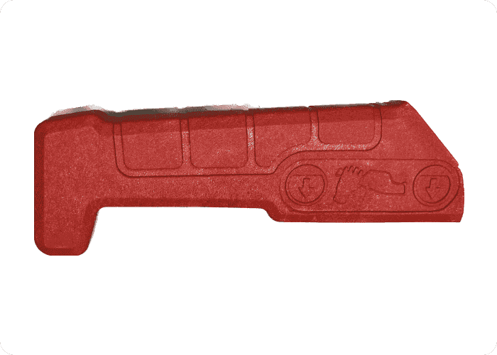 Stryker® Power-LOAD handle grip for patient right, designed for secure and comfortable handling during stretcher loading and unloading.
