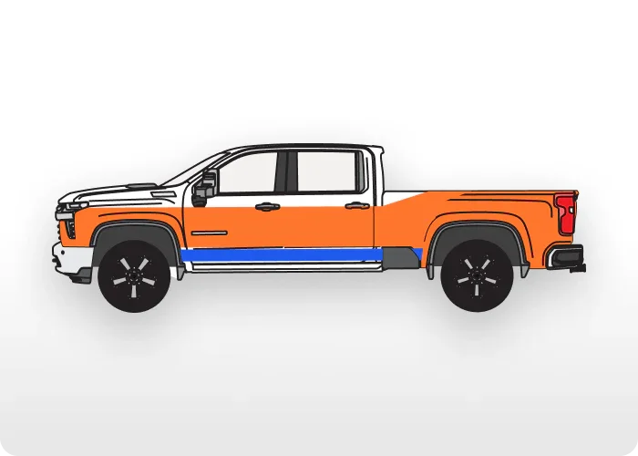 Reflective emergency response truck decals for enhanced visibility.