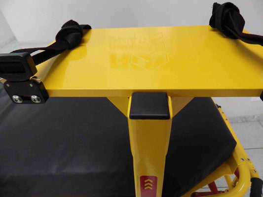 Universal defibrillator pole with no IV receptacle by Rowland Emergency, providing secure mounting and easy access to the defibrillator.