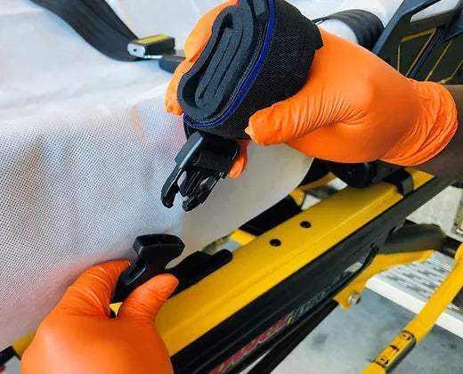 XDcuff® plastic restraint clips - wrist cuff, designed for secure and reliable restraint during patient transport.