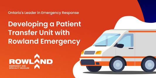 Rowland Emergency patient transfer unit illustration with ambulance on orange background