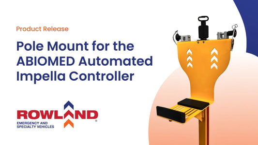 Yellow pole mount for ABIOMED Automated Impella Controller, Rowland Emergency product release.