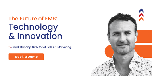 Rowland Emergency EMS technology innovation banner with man and book a demo button
