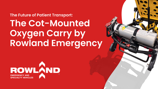 Cot-mounted oxygen carry system by Rowland Emergency for EMS patient transport