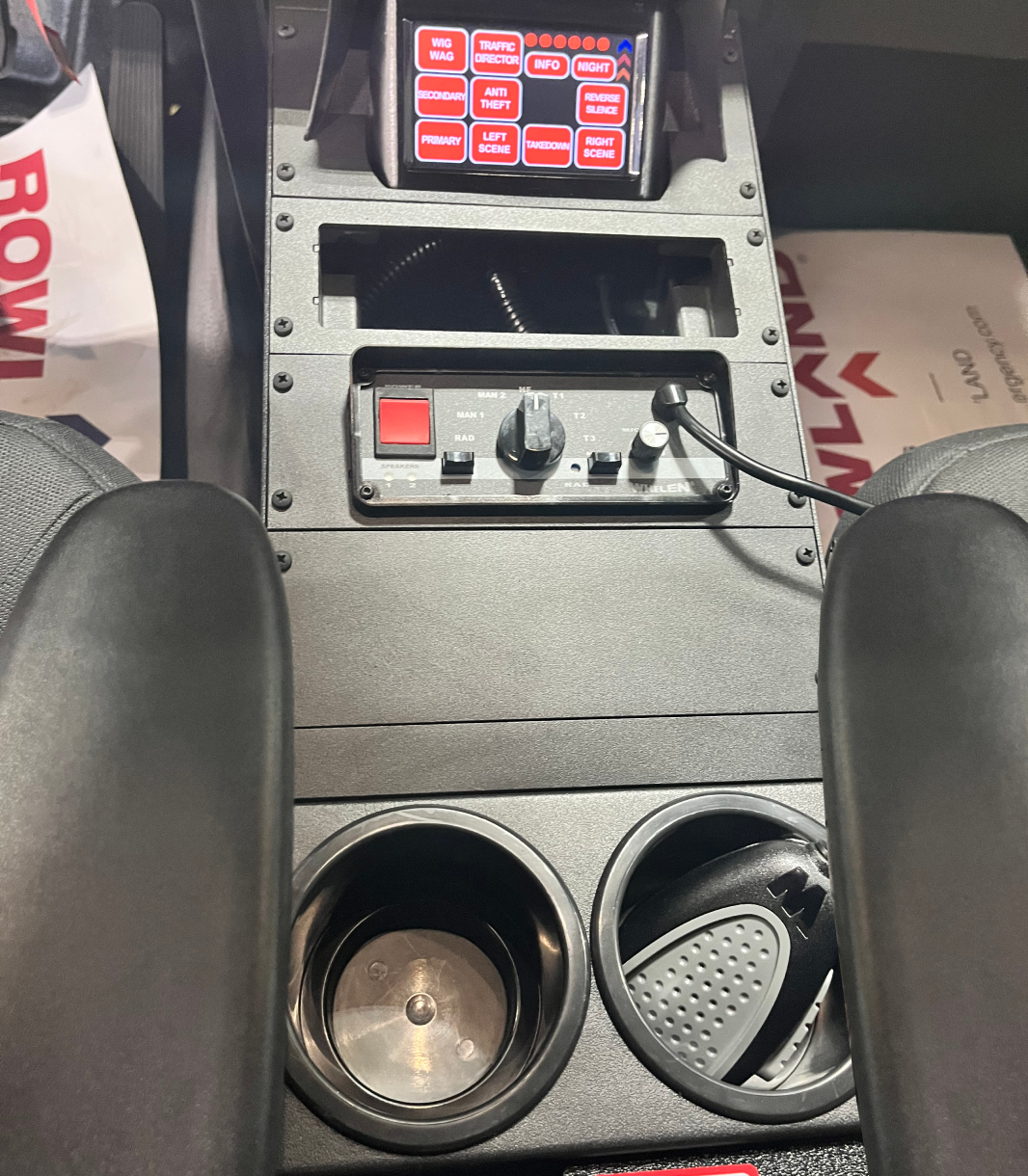 Image of a 14 Inch Center Console with No Computer Mount and a Dual Arm Rest for a Ford Explorer Emergency Vehicle