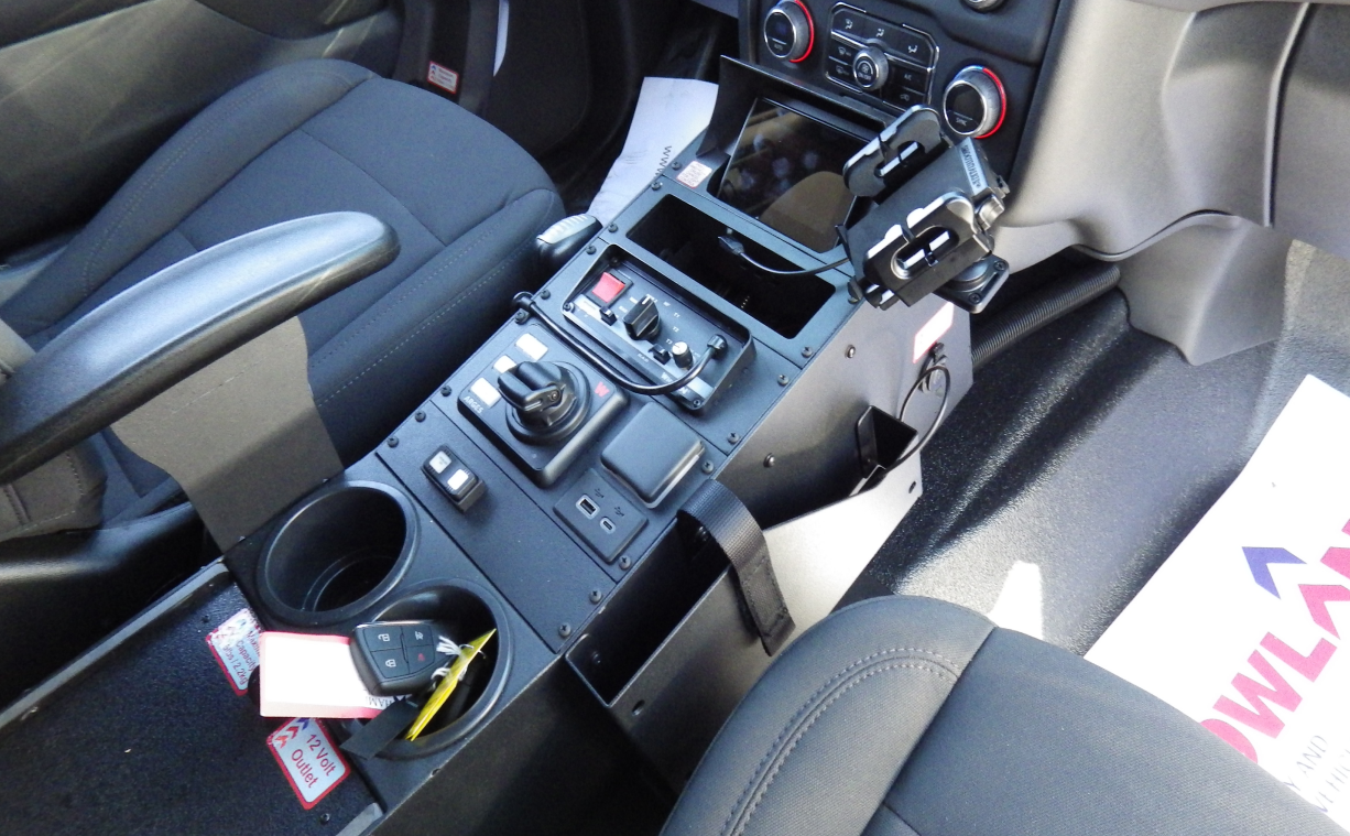 Image of an 18 Inch Center Console with a Computer Arm