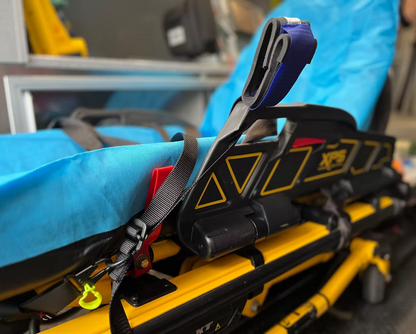 XDcuff REF115C+ strap on a Stryker Power-PRO XT stretcher