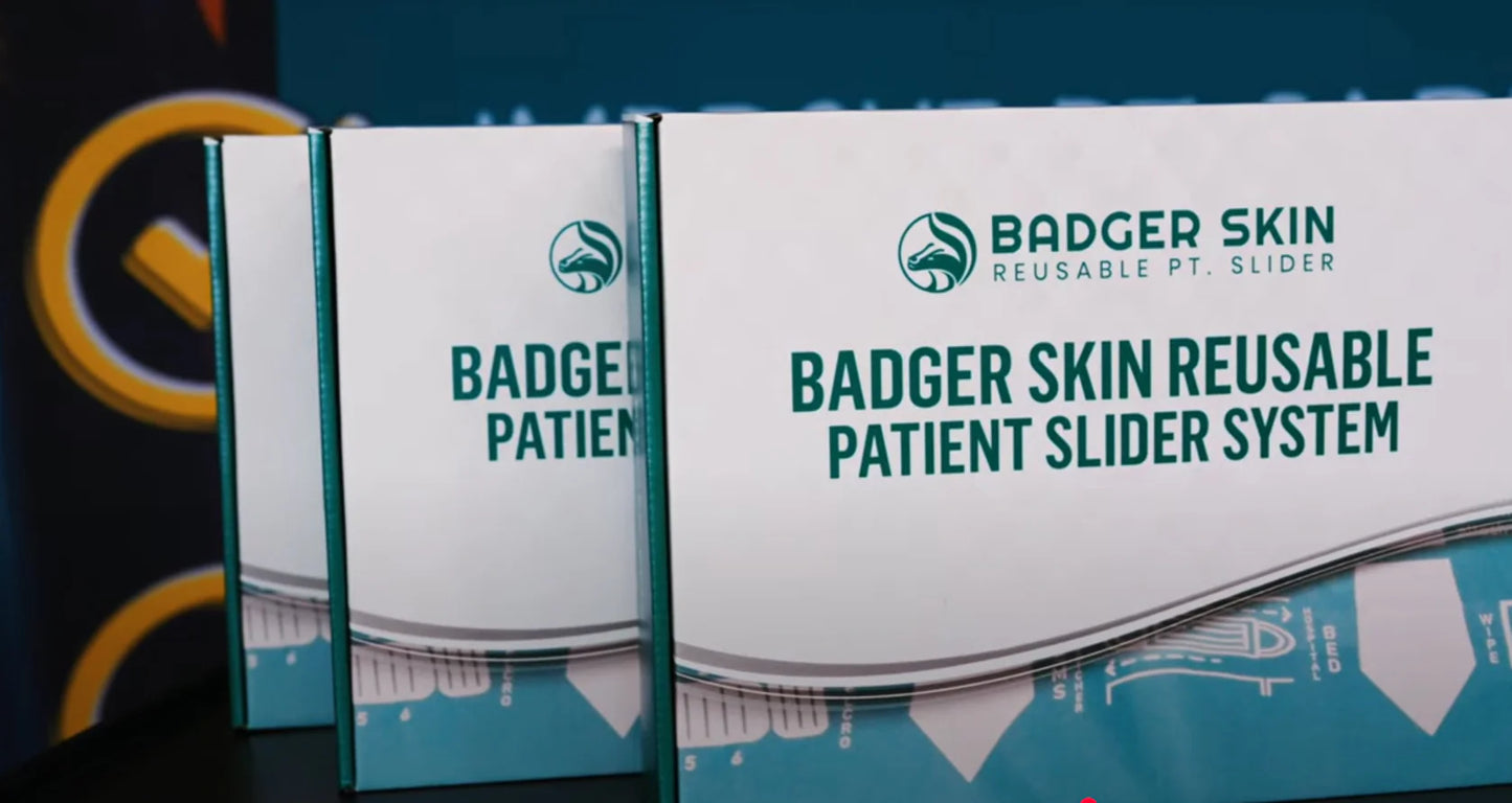 Product shot of packaging box for the Badger Skin reusable patient slider