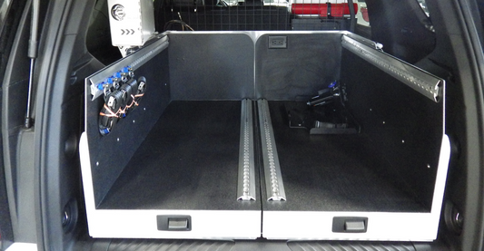 Double L Rear Storage System for Chevrolet Tahoe Emergency Response Vehicles