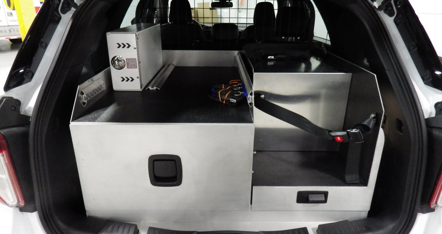 L Drawer with 1 Left Drawer and an Optional Storage Pocket in the L Drawer for the Ford Explorer's Rear Cargo Compartment