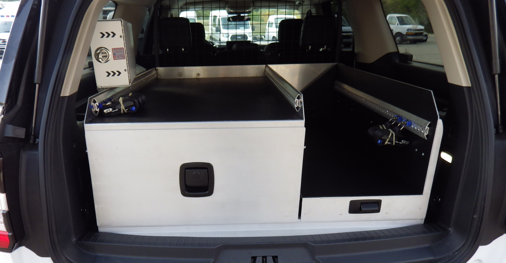 Rear Storage L Drawer and Large Drawer for a Ford Expedition Max Emergency Vehicle