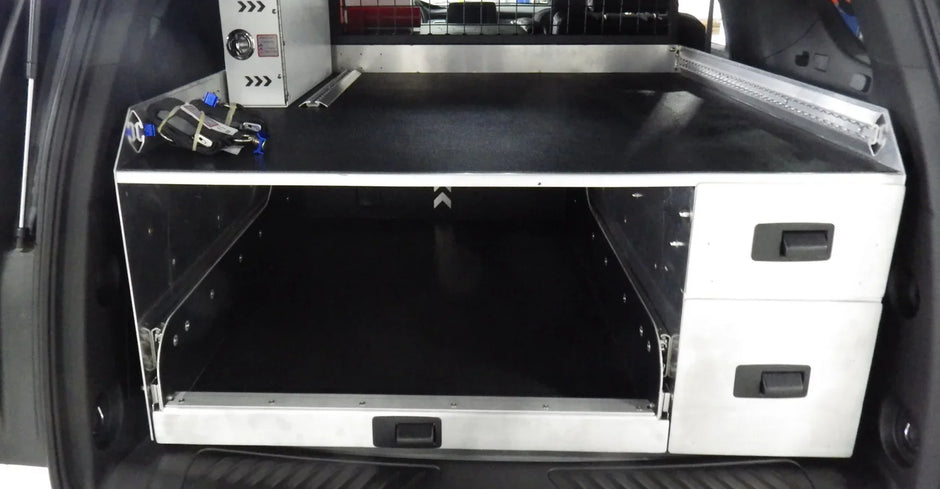 GM Rear Cargo Storage Systems | Chevy Police Tahoe Rear Storage Box ...