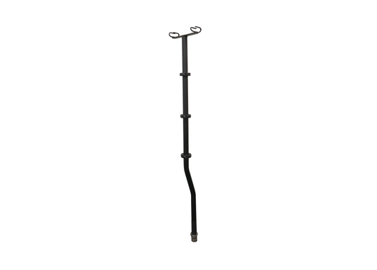 Front view of Critical Care Equipment Pole with offset and double IV hook, designed for secure medical equipment support.