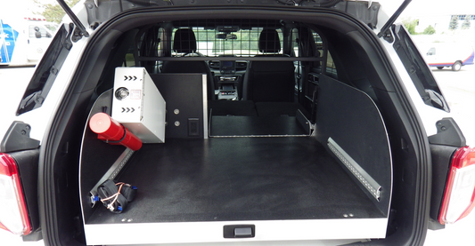 Rear Storage System for a Ford Explorer with a Single Tray for Stretcher Transport