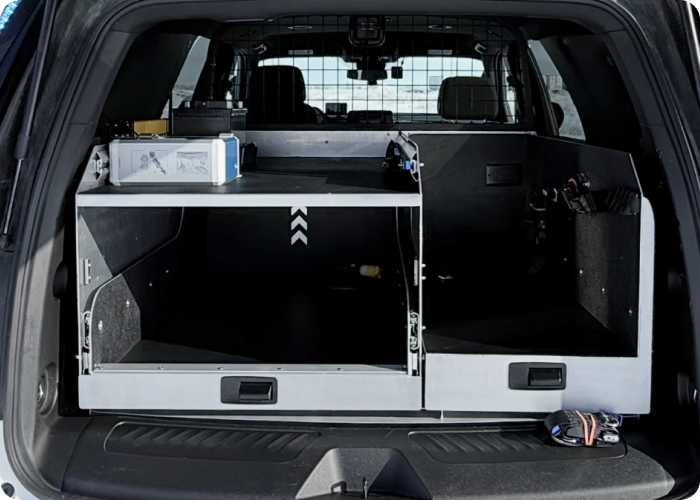L-Shaped Storage Tray and Drawer with Upper Shelf for Chevrolet Tahoe