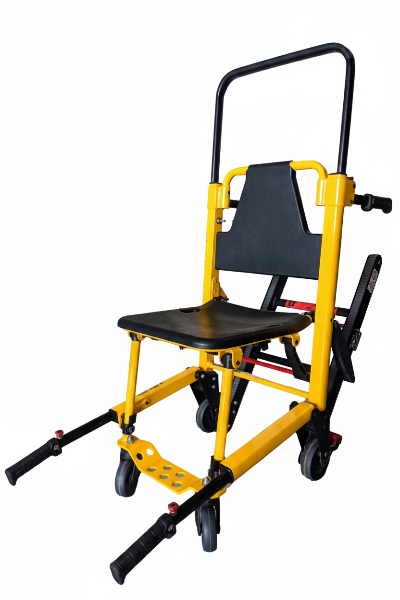 Yellow and black stair chair on a white background