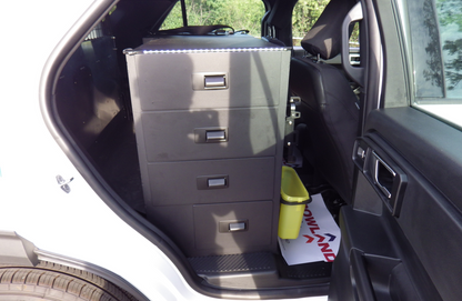 Standard right-side four-drawer storage solution for the Ford Explorer, designed for efficient organization and easy access.